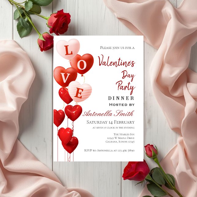 Invitation Valentine's Day Red Heart Love (Créateur téléchargé)