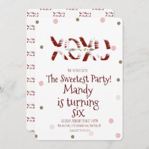 Invitation Valentines Day XOXO Hugs Baisers Confetti Party