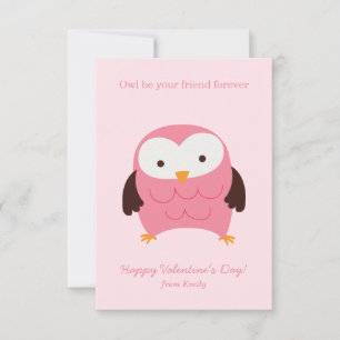 Invitation Valentines de Chouette rose