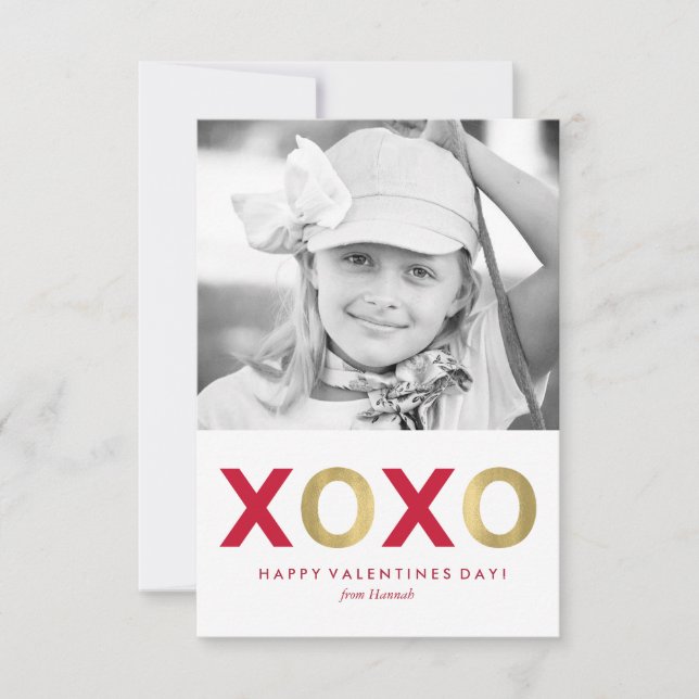 Invitation Valentines de classe Red XOXO pour enfants (Devant)