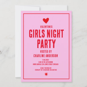 Invitation Valentines Filles Fête de nuit