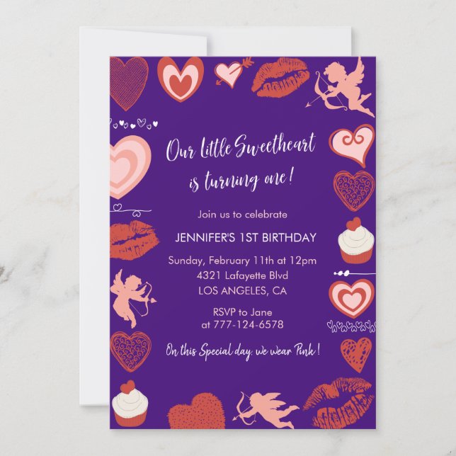 Invitation Valentines jour 1er anniversaire notre petit amour (Devant)
