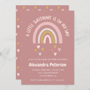 Invitation Valentines jour baby shower arc-en-ciel coeur