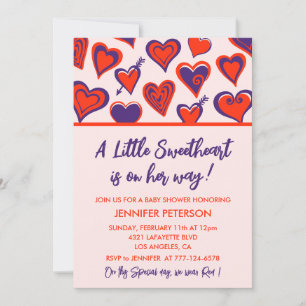 Invitation Valentines jour baby shower petite fille amoureuse