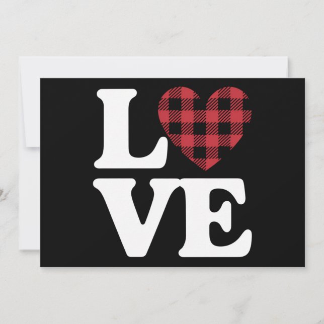 Invitation Valentines Jour Coeur Plaid Amour (Devant)