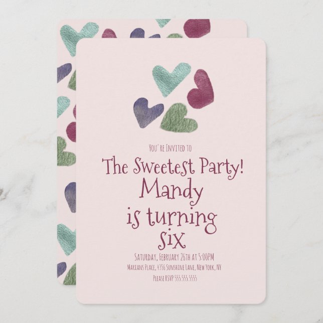 Invitation Valentines Jour Coeurs Metallday Anniversaire (Devant / Derrière)