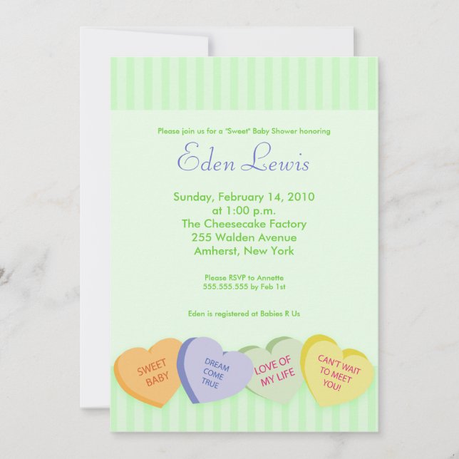 Invitation Valentines Jour Conversation Baby shower Coeur (Devant)