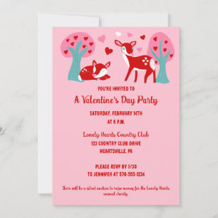 Invitation Valentines Jour de fête Rose mignon Cerf