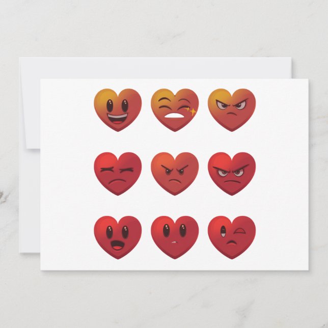 Invitation Valentines Jour Silly Visages Coeurs Drôle (Devant)