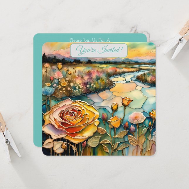 Invitation Vallée de la rivière Rose d'or lever de soleil Mar (Devant/Arrière en situation)