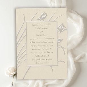 Invitation Valse de Rose Ecru Mariage Formel Moderne Classiqu