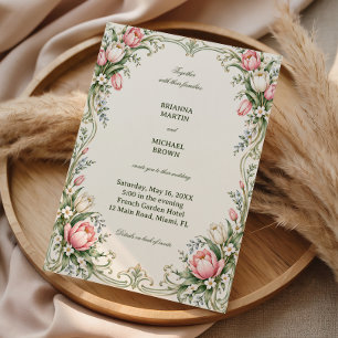 Invitation Valse de tulipes le long de courbes dorées