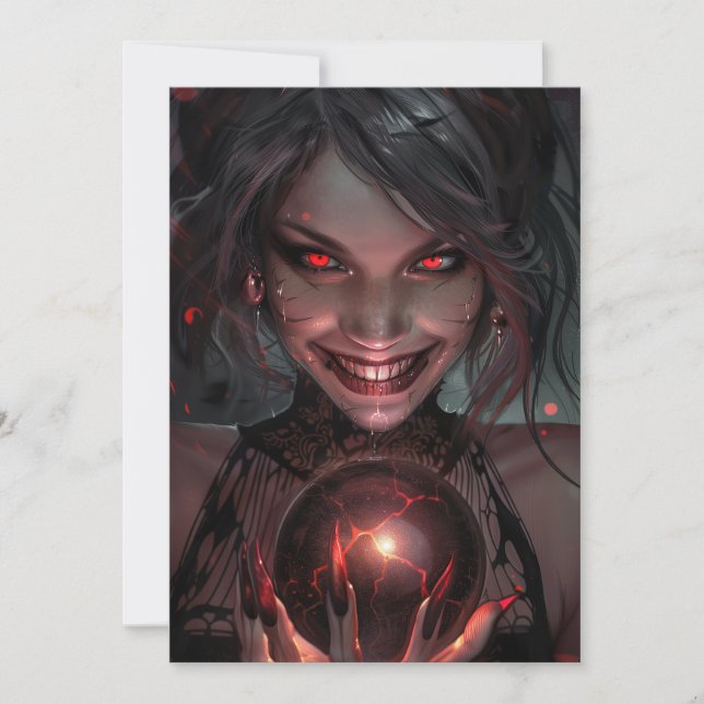Invitation Vampire femelle souriant avec un orbe (Devant)
