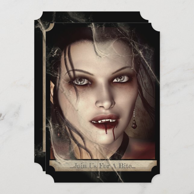 Invitation Vampire gothique féminin méchant Halloween (Devant / Derrière)