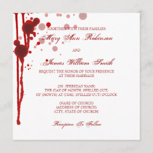 Invitation Vampire Halloween Mariage faux sang rouge