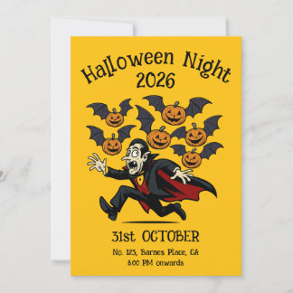 Invitation Vampire Halloween vintage et chauves-souris de cit