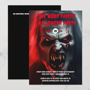 Invitation Vampire homme adultes halloween éffrayant mort