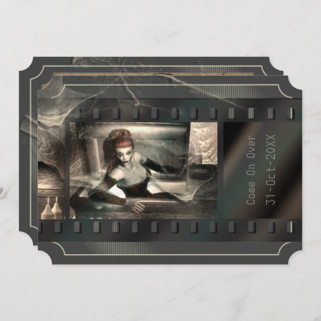 Invitation Vampire Horror Film Gothique Halloween Party (Devant / Derrière)