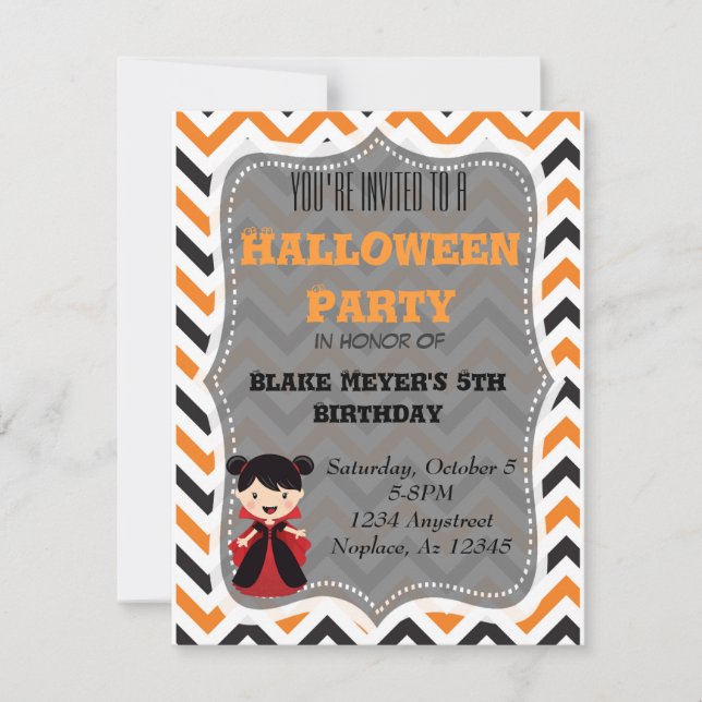 Invitation Vampire mignon de Chevron d'invitation de (Devant)