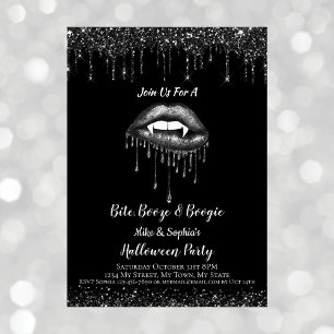 Invitation Vampire Parties scintillant noire lèvres et doigts