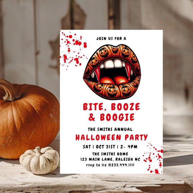 Invitation Vampire Red Teeth Citrouilles lèvres Halloween fêt (Créateur téléchargé)