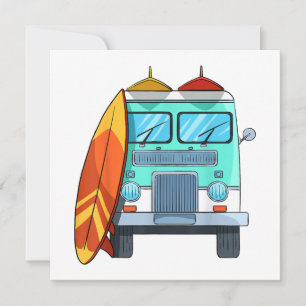 Invitation Van de surf Planche de surf Palmiers Surfant Surfe