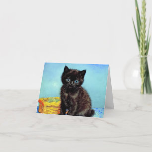 Invitation Van Gogh Black Kitten avec fils