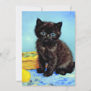Invitation Van Gogh Black Kitten avec fils