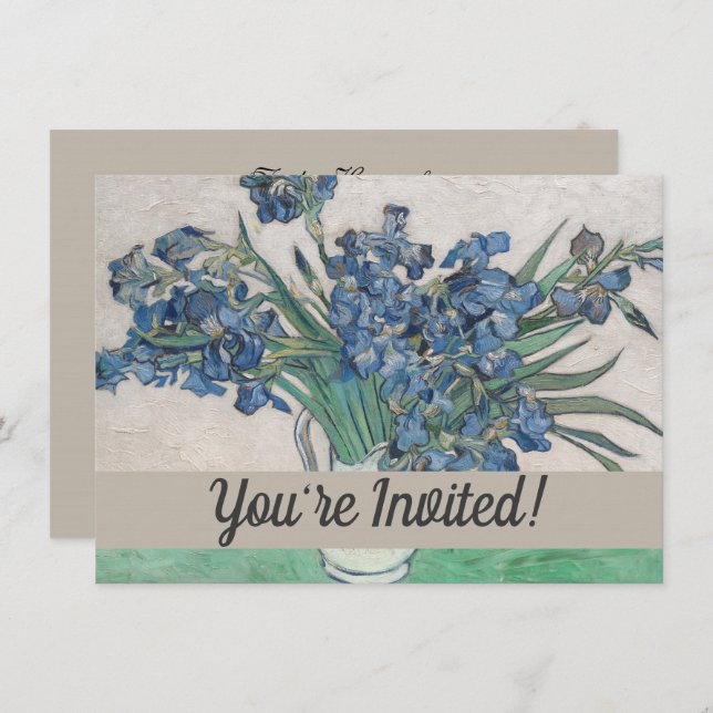 Invitation Van Gogh Iris Vase Peinture Impressionnisme (Devant / Derrière)