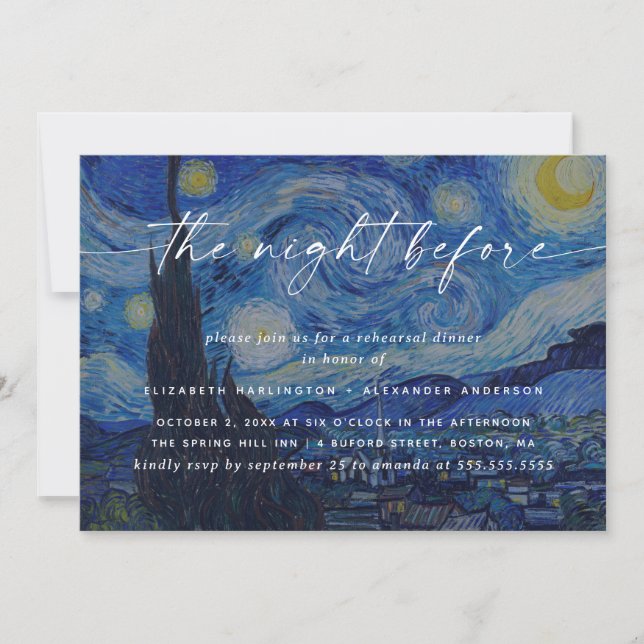 Invitation Van Gogh La Nuit Étoilée | Dîner de Répétition de  (Devant)