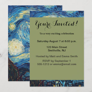 Invitation Van Gogh Nuit étoilée Vintage Bleu Chef-d'œuvre