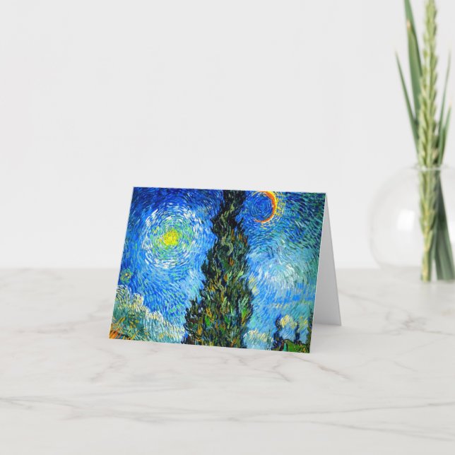 Invitation Van Gogh Road avec Cypress et Star (Devant)