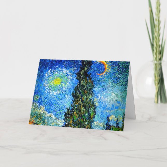 Invitation Van Gogh Road avec Cypress et Star (Devant)