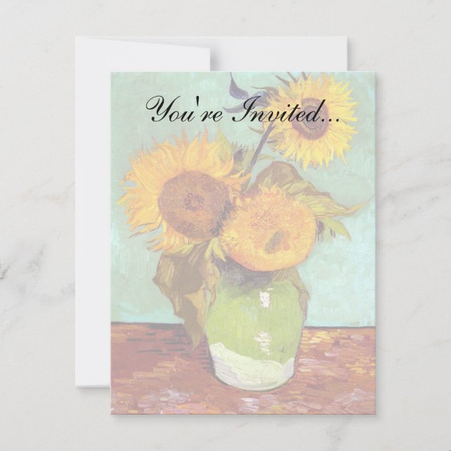 Invitation Van Gogh - Trois tournesols dans un vase - Beaux-a (Devant)
