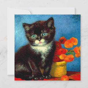 Invitation Van Gogh Tuxedo Cat