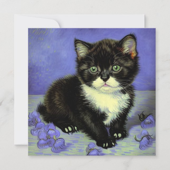 Invitation Van Gogh Tuxedo Kitten (Devant)