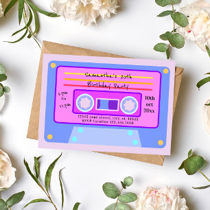 Invitation Vaporwave des années 90 Pastel Cassette Anniversai
