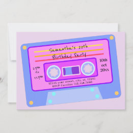 Invitation Vaporwave des années 90 Pastel Cassette Anniversai