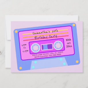 Invitation Vaporwave des années 90 Pastel Cassette Anniversai