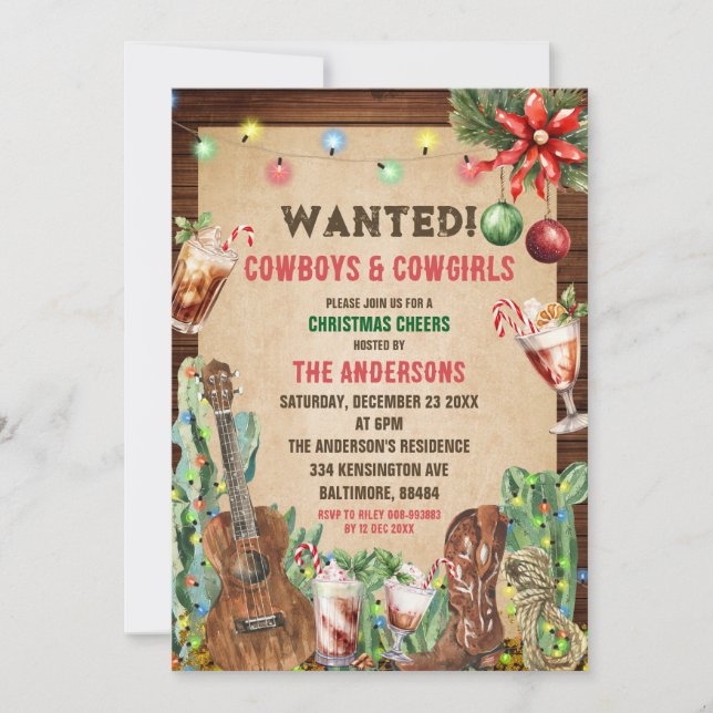 Invitation Vaquero Cactus Noël 50 Años Anniversaire (Devant)