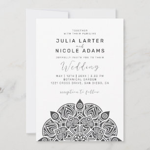Invitation Variant de mariage mandala classique ovale du Paci