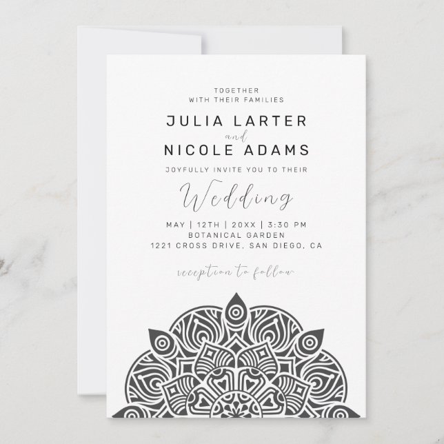 Invitation Variant de mariage mandala classique ovale du Paci (Devant)