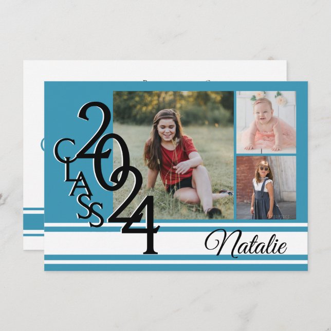 Invitation Varsity 2020 Graduation Tri Photo (Devant / Derrière)