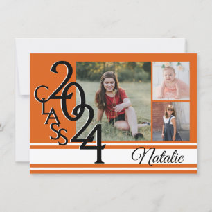 Invitation Varsity Orange 2024 Graduation Tri Photo