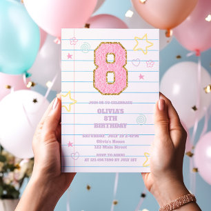 Invitation Varsity pastel patch carnet 8e anniversaire