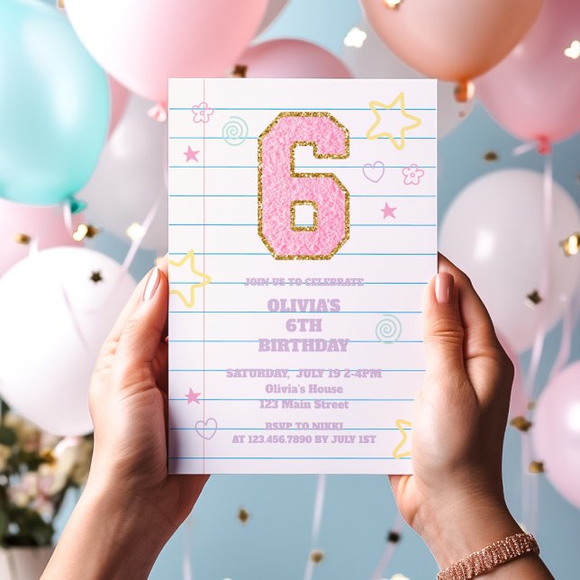 Invitation Varsity pastel patch carnet Anniversaire (Créateur téléchargé)