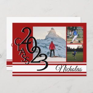 Invitation Varsity Red 2023 Graduation Tri Photo