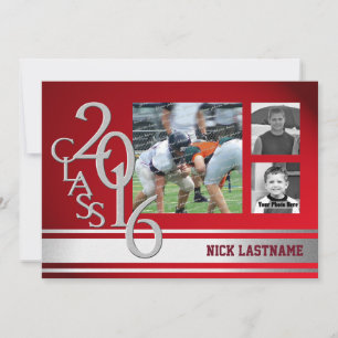 Invitation Varsity Stripe Graduate Tri Photo 2016 Rouge