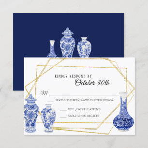 Invitation Vase à motifs de gingembre vintage moderne bleu ma