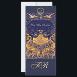 Invitation Vase Antique,Dauphins,Jaune,Monogramme Bleu Marine<br><div class="desc">Élégant, design classique de style vintage sur le thème nautique avec une pierre gemme 3D brillante pour votre propre texte comme carte de faire-part / cartons de placement / cartes save-the-date / cartes de remerciement, mariages, fêtes d'anniversaire, soirées, fêtes de fiançailles, ou pour presque n'importe quel événement que vous souhaitez...</div>